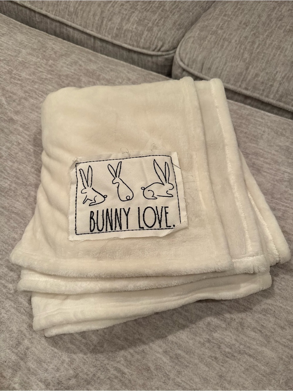 Rae Dunn Bunny Love Plush Baby Blanket - Cream